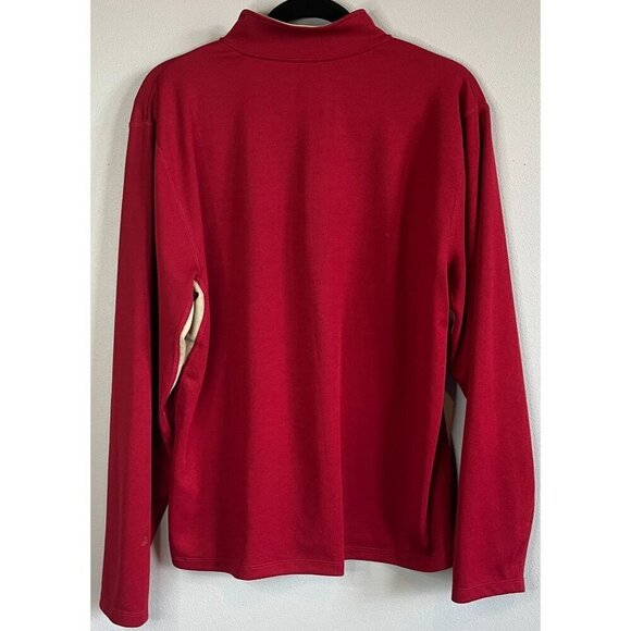 L.L.Bean Men Red/Tan Long Sleeve 1/4 Zip Mock Neck Pullover Top Medium - Picture 2 of 9